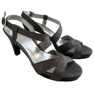 Talbots Collection Dark Grey  Snakeskin Print Strappy Platform Heel Sandal 9
